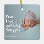 Modern Peace Love Newborn Baby's First Christmas Keramisch Ornament (Voorkant)