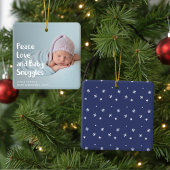 Modern Peace Love Newborn Baby's First Christmas Keramisch Ornament