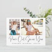 Modern Peace Out 2 Foto's Script Afstuderen Aankondiging (Staand voorkant)