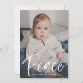 Modern Peace Script Ice Blue 3 Foto Feestdagenkaart (Voorkant)