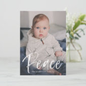 Modern Peace Script Ice Blue 3 Foto Feestdagenkaart (Staand voorkant)