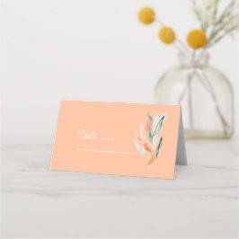 Modern Peach Abstract Bloemen Trouwplaats Kaart Plaatskaartje