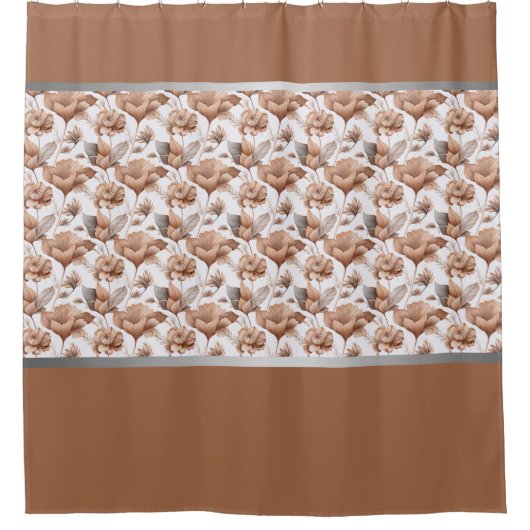 Modern Peach Clay Bloemen Abstract Douchegordijn (Voorkant)