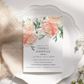 Modern Peach Coral Pink Bouquet Vrijgezellenfeest Kaart