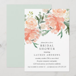 Modern Peach Coral Pink Vrijgezellenfeest Inv Kaart