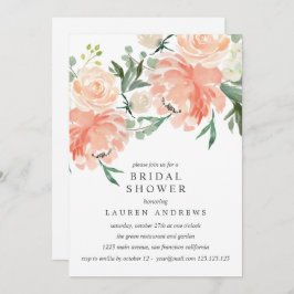 Modern Peach Coral Pink Vrijgezellenfeest Inv Kaart