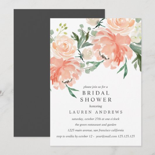 Modern Peach Coral Pink Vrijgezellenfeest Inv Kaart (Voorkant / Achterkant)