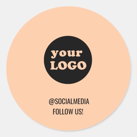 Modern Peach Custom Business Logo Ronde Sticker (Voorkant)