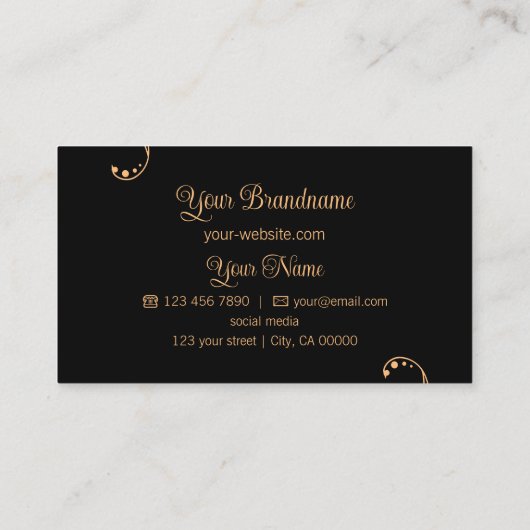 Modern Peach en Black Ornamental met Logo Visitekaartje (Achterkant)