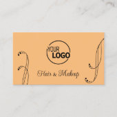 Modern Peach en Black Ornamental met Logo  Visitekaartje (Voorkant)