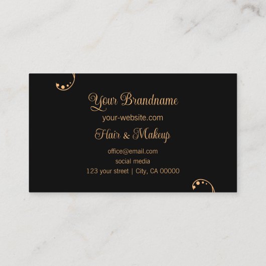 Modern Peach en Black Ornamental Squiggins Visitekaartje (Achterkant)