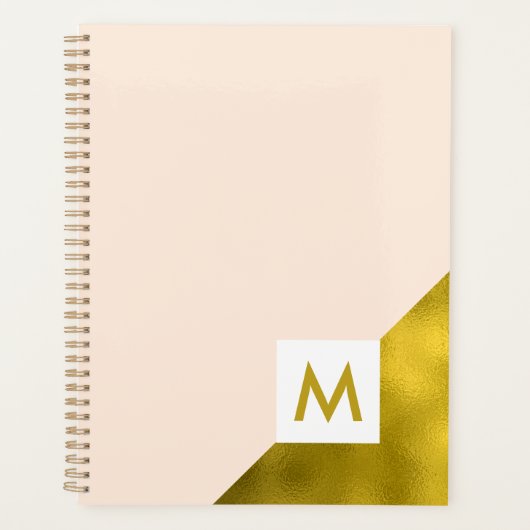 Modern Peach en Gold Monogram Planner (Voorkant)
