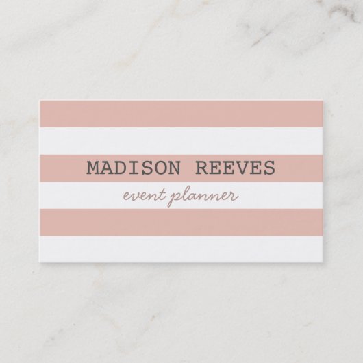 Modern Peach en White Bold Stripes Visitekaartje (Voorkant)