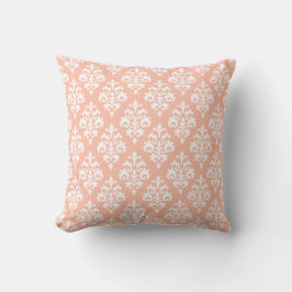 Modern Peach en White Damask Sierkussen