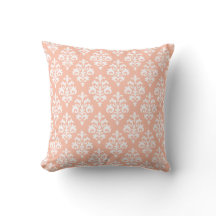 Modern Peach en White Damask Sierkussen