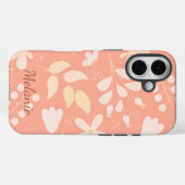 Modern peach Floral Pattern Personalized Case-Mate iPhone Case (Achterkant (horizontaal))