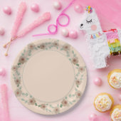 Modern Peach Floral Stijlvol Papieren Bordje (Feest)