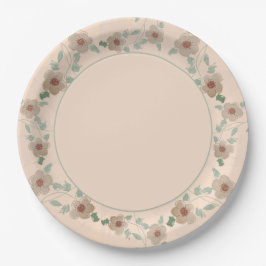 Modern Peach Floral Stijlvol Papieren Bordje