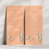 Modern Peach Floral Wedding Ceremony Programma Programmakaart
