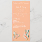 Modern Peach Floral Wedding Ceremony Programma Programmakaart (Voorkant)