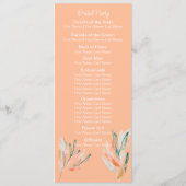 Modern Peach Floral Wedding Ceremony Programma Programmakaart (Achterkant)