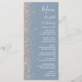 Modern Peach Glitter Dusty Blue Wedding Menu (Voorkant)