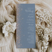 Modern Peach Glitter Dusty Blue Wedding Program