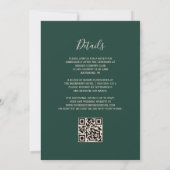 Modern Peach Glitter Emerald Green QR Code Wedding Kaart (Achterkant)