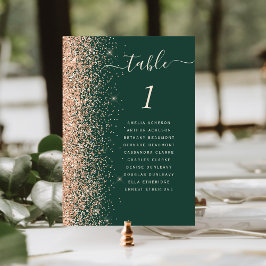 Modern Peach Glitter Emerald Green Wedding Kaart