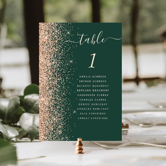 Modern Peach Glitter Emerald Green Wedding Kaart