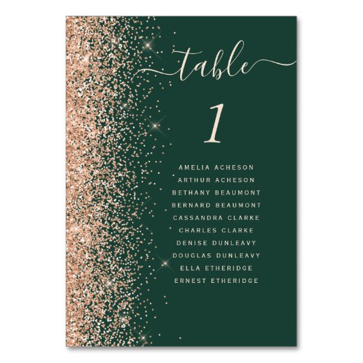 Modern Peach Glitter Emerald Green Wedding Kaart (Voorkant)