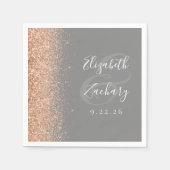 Modern Peach Glitter Gray Wedding Servet (Voorkant)