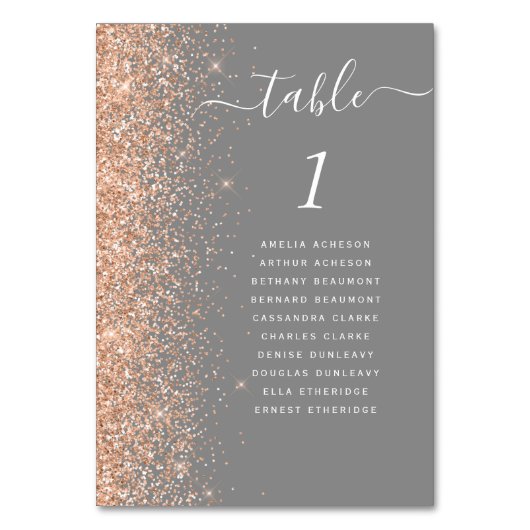 Modern Peach Glitter Grey Wedding Kaart (Achterkant)