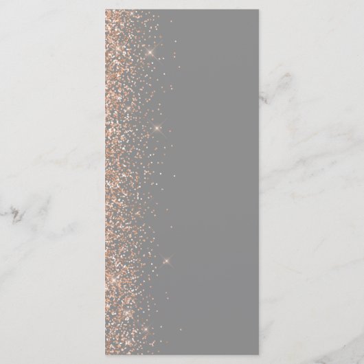 Modern Peach Glitter Grey Wedding Menu (Achterkant)