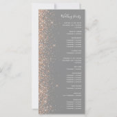 Modern Peach Glitter Grey Wedding Programma (Achterkant)