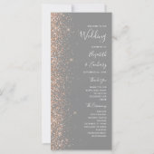 Modern Peach Glitter Grey Wedding Programma (Voorkant)