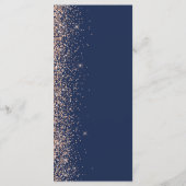 Modern Peach Glitter Navy Blue Wedding Menu (Achterkant)