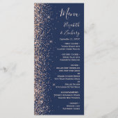 Modern Peach Glitter Navy Blue Wedding Menu (Voorkant)