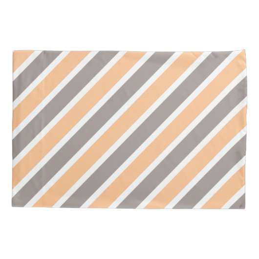 Modern Peach Grey Stripes Pattern Kussensloop (Achterkant)