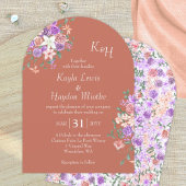 Modern Peach Lila Terracotta Roos Tuin Trouwen Kaart