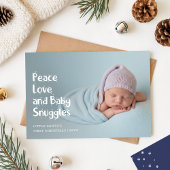 Modern Peach Love Baby's First Christmas Photo Feestdagenkaart