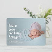 Modern Peach Love Baby's First Christmas Photo Feestdagenkaart (Staand voorkant)