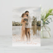 Modern peach minimalistisch script 5 foto's bruilo kaart (Staand voorkant)