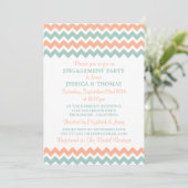 Modern Peach & Mint Chevron Engagement Party Kaart (Staand voorkant)