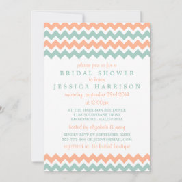 Modern Peach & Mint Chevron Vrijgezellenfeest Kaart