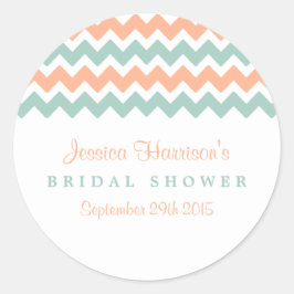 Modern Peach & Mint Chevron Vrijgezellenfeest Stic Ronde Sticker
