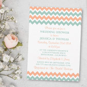Modern Peach & Mint Chevron Wedding Shower Kaart