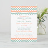 Modern Peach & Mint Chevron Wedding Shower Kaart (Staand voorkant)