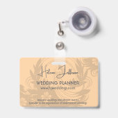 Modern Peach Motif Logo Wedding Planner Badge (Voorkant met intrekbare clip)