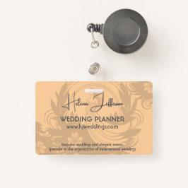 Modern Peach Motif Logo Wedding Planner Badge